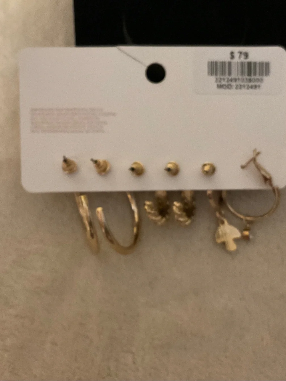 SHEIN Gold-Tone Mixed Hoop Earring Set with Enamel Mushroom Charm